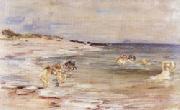 William mctaggart Bathing Girls,White Bay Cantire(Scotland) oil painting on canvas